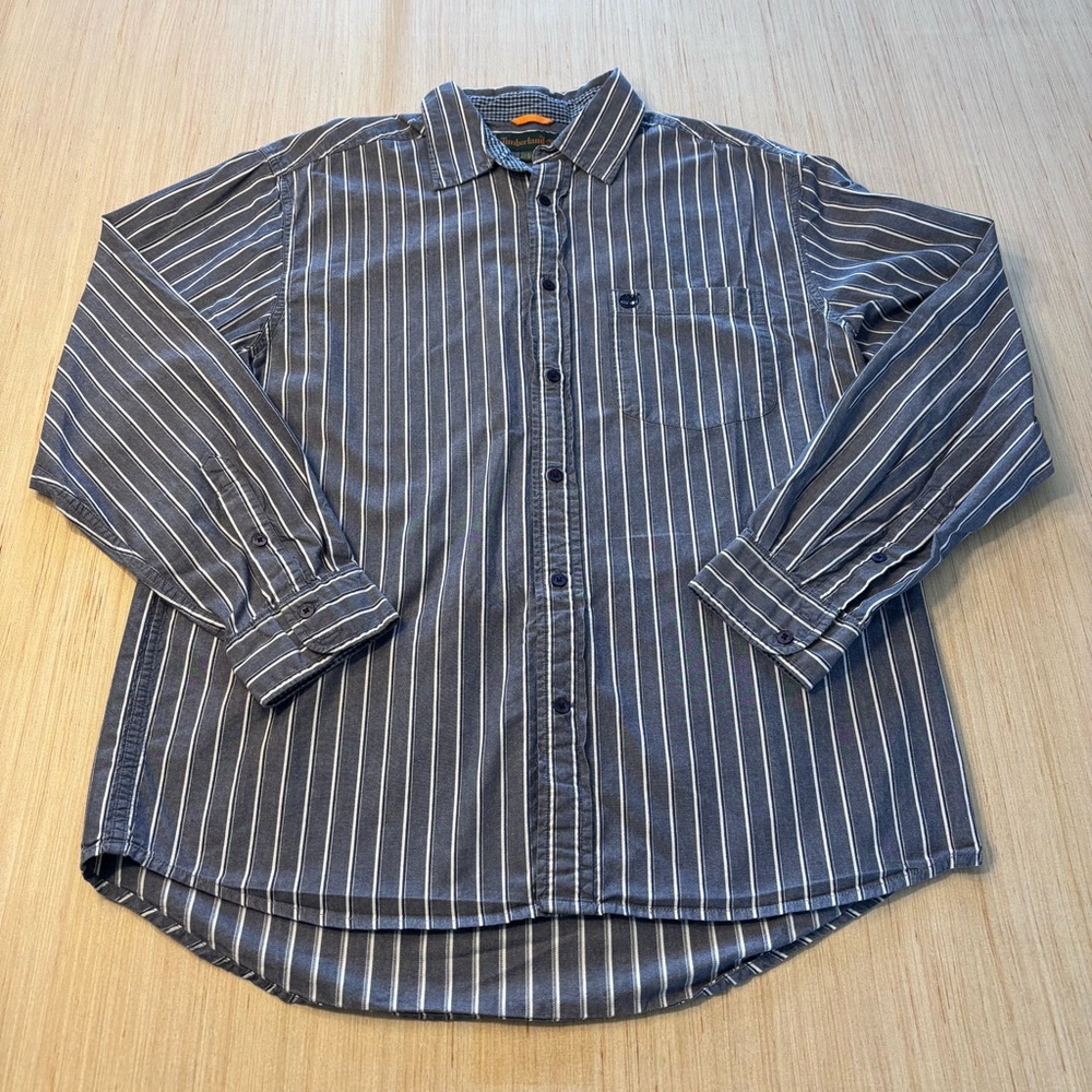 Timberland Men's Blue Striped Button Down Shirt